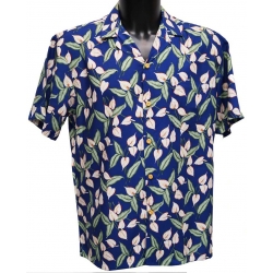 Chemise hawaienne MINI ANTHURIUM Bleu