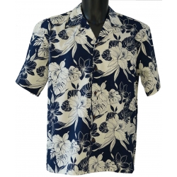 Chemise Hawaienne MONSTERA ORCHID NAVY