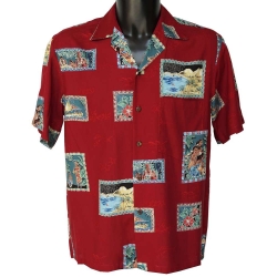 Chemise hawaienne POSTCARDS Rouge 