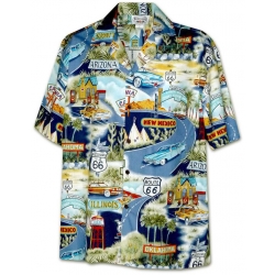 Chemise Hawaienne SANTA MONICA bleu