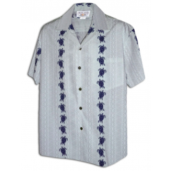 Chemise Hawaienne SIDE TURTLES blanc