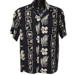 Chemise hawaienne SQUARES BLACK