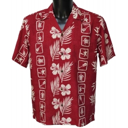 Chemise hawaienne SQUARES RED
