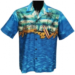 Chemise Hawaienne Sunset cano bleue