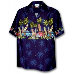 Chemise Hawaienne SURF MEETING marine