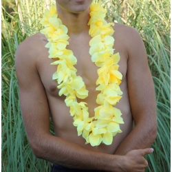 Collier de fleur Hawaï jaune