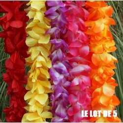 Collier de fleur Hawaï mixte par 5