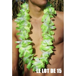 Collier de fleur Hawaï vert par 15