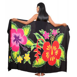 pareo hibiscus et Frangipagnier noir