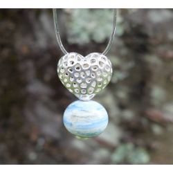 Pendentif Coeur argent et Perle en verre fil 6