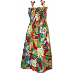 Robe Hawaienne MAUNA SMOCKS Rouge