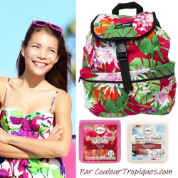 Sac a dos et savons fleuris