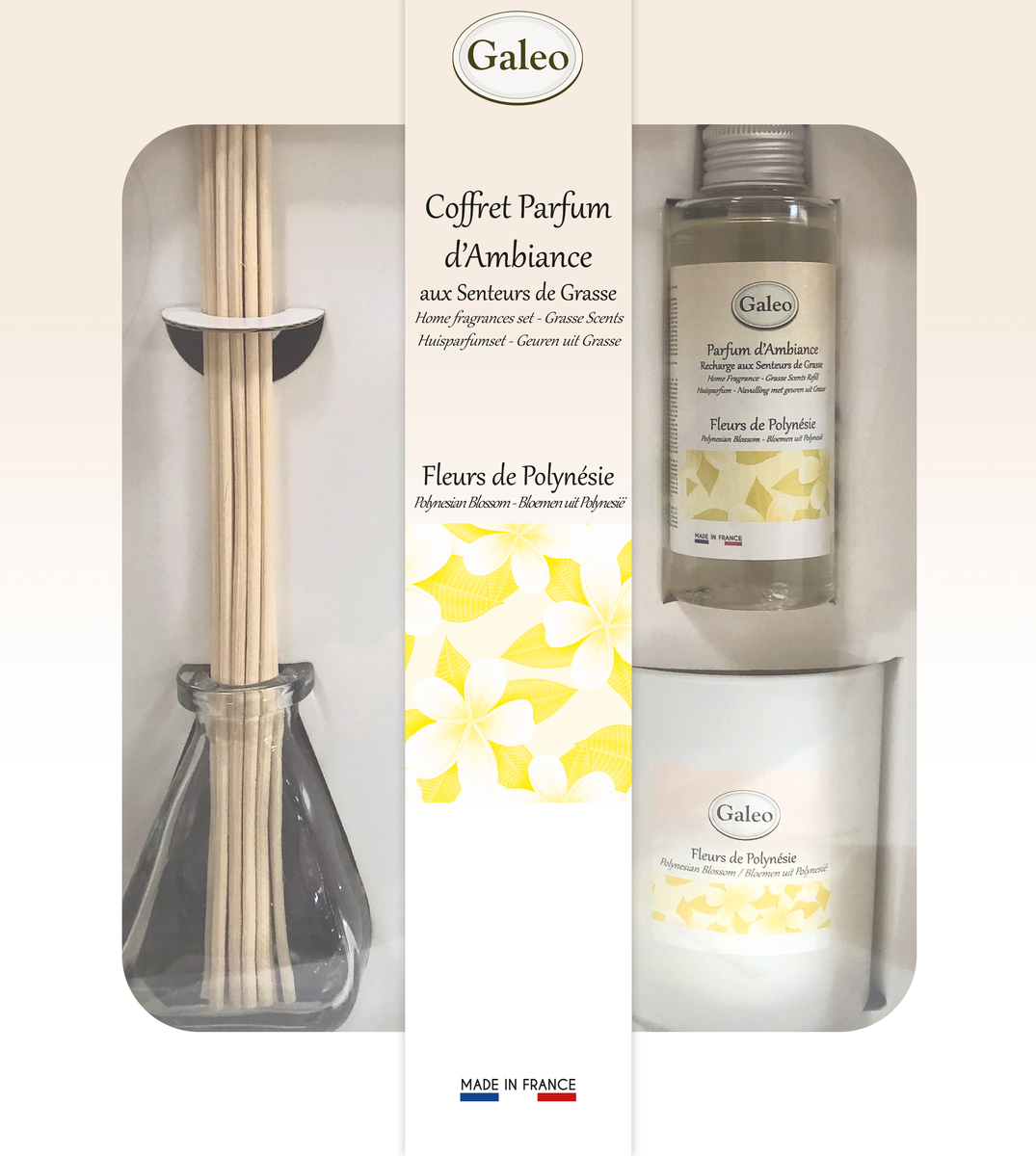 Diffuseur de parfum d ambiance bio et baton en rotin, 100ml