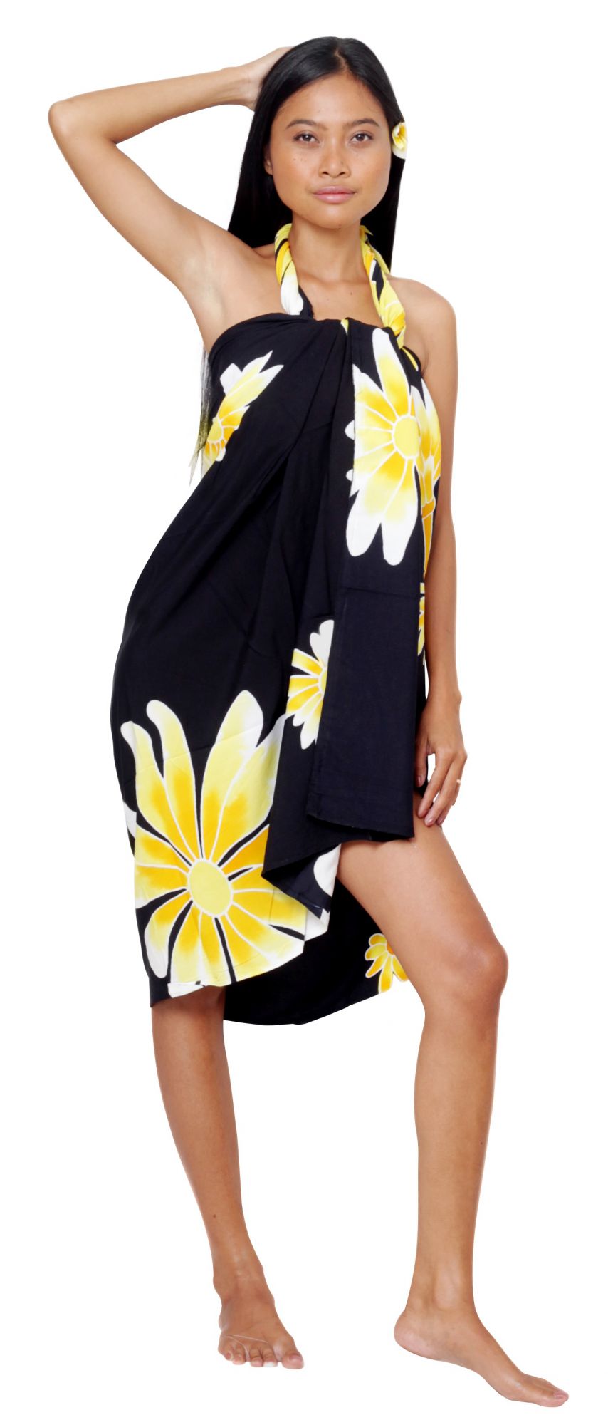 Paréo aux motifs tahitien dans la pure tradition des iles tropicales