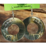Boucles d'oreilles nacre de Tahiti Disque N°5