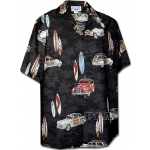Chemise Hawaenne WOODY CARS Noir