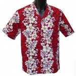 Chemise Hawaienne Floral lines rouge