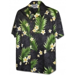 Chemise Hawaienne FRANGIPANIER FROM HAWAII Noire