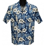 Chemise Hawaienne Hibiscus Surfs Blue