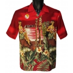 Chemise Hawaienne Hula Girl Red