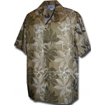Chemise Hawaienne Kaki FLOWERS