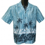 Chemise Hawaienne Palms Hawaiian Village Bleu