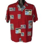Chemise hawaienne POSTCARDS Rouge 