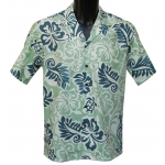 Chemise Hawaienne Turtle Fronds Blue