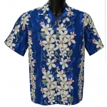 Chemise hawaienne VINTAGE PLUMERIA BLUE