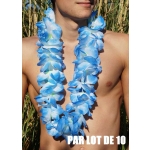 Collier de fleur Hawaï bleu par 10