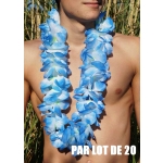 Collier de fleur Hawaï bleu par 20