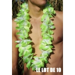 Collier de fleur Hawaï vert par 10