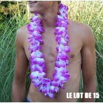 Collier de fleur Hawaï violet par 15