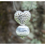 Pendentif Coeur argent et Perle en verre fil 3