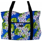 Sac Cabas Fleurs de Tiare Lei Bleu