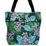 Sac fourre-tout reversible Tahiti Plumeria Turquoise