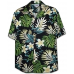 Chemise Hawaenne SUNSHINE FLOWERS (noir)