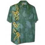 Chemise Hawaienne EXOTIC FLOWERS BAND Verte