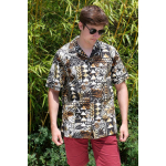 Chemise hawaienne GEOMETRIC Marron