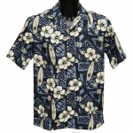 Chemise Hawaienne Hibiscus Surfs Grey