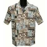 Chemise Hawaienne Hibiscus Tapa Brown