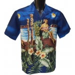 Chemise Hawaienne Hula Girl Blue