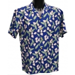 Chemise hawaienne MINI ANTHURIUM Bleu