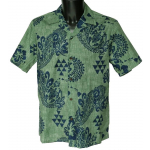 Chemise Hawaienne TRIBAL FLOWERS verte